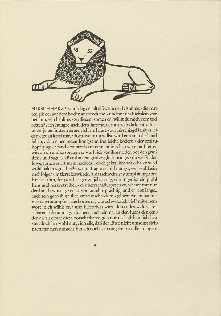 Old Lion (Alter Löwe) (in-text plate, page 9) from Tierfabeln des Aesop (Aesop's Fables), Gerhard Marcks, (1950, print executed 1949-50)
