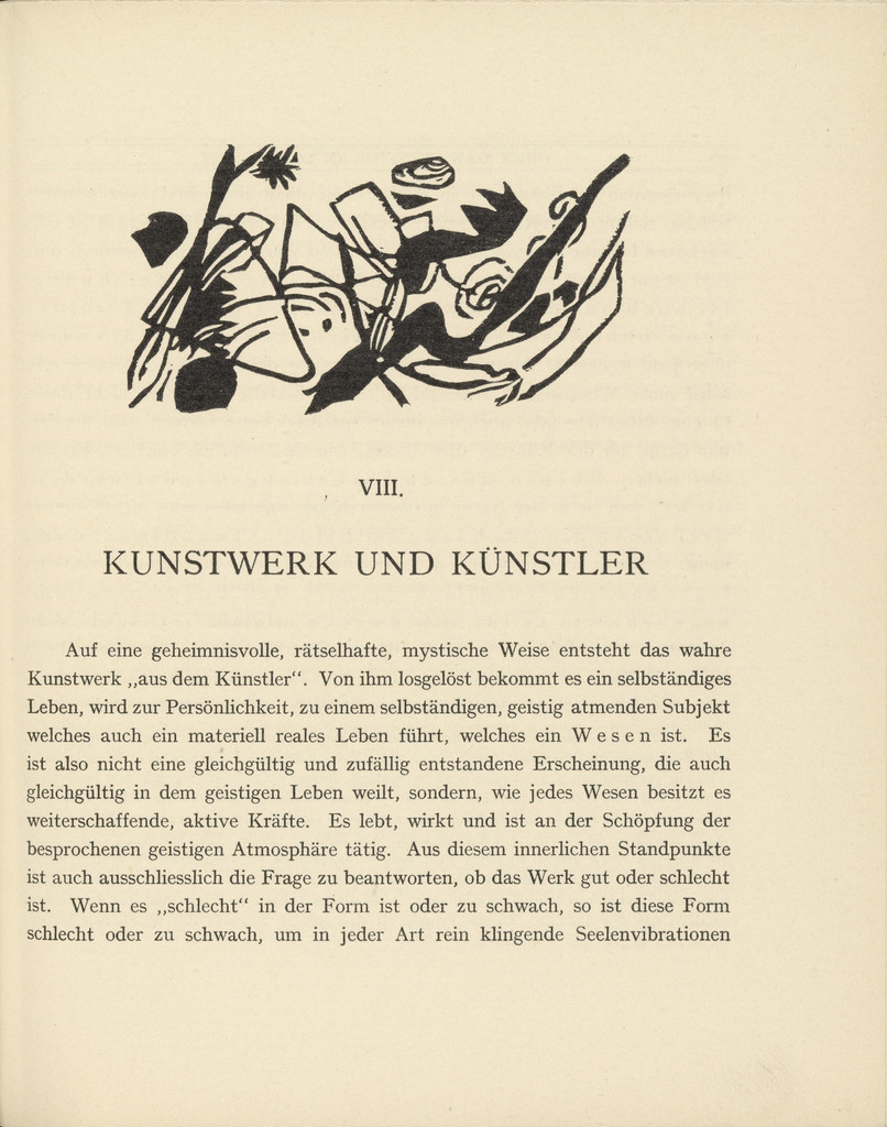 Vignette next to "Artwork and Artist" ("Kunstwerk und Künstler") (headpiece, page 95) from Über das Geistige in der Kunst (Concerning the Spiritual in Art)