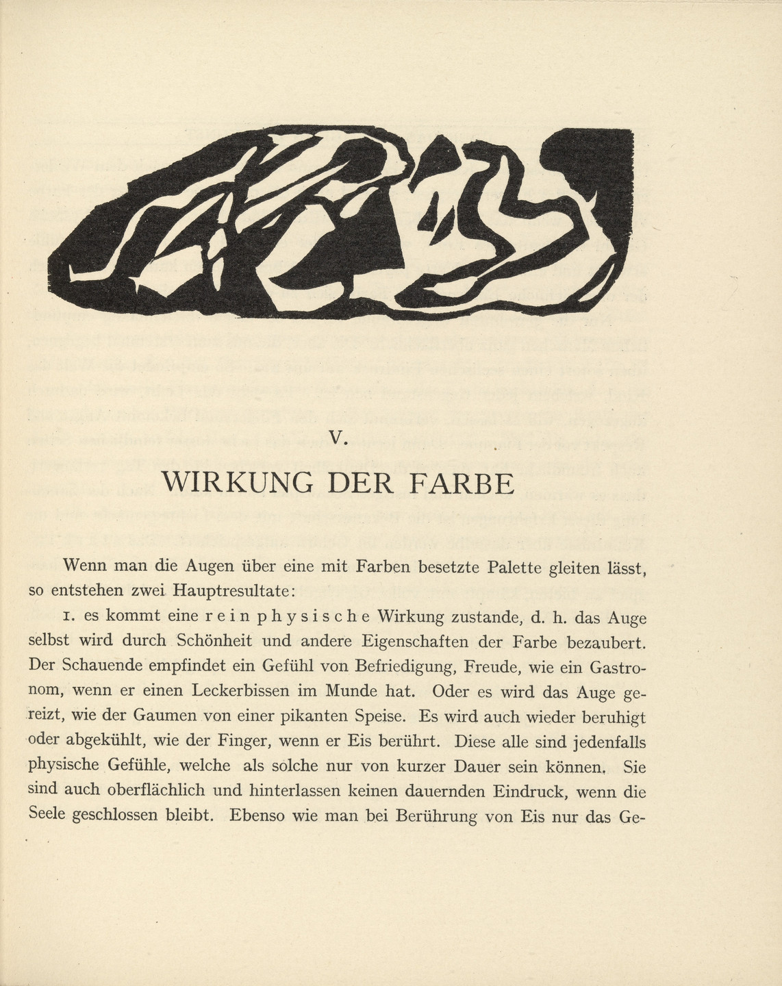Vasily Kandinsky. Vignette next to "The Effect of Color" ("Wirkung der Farbe") (headpiece, page 37) from Über das Geistige in der Kunst (Concerning the Spiritual in Art). 1911