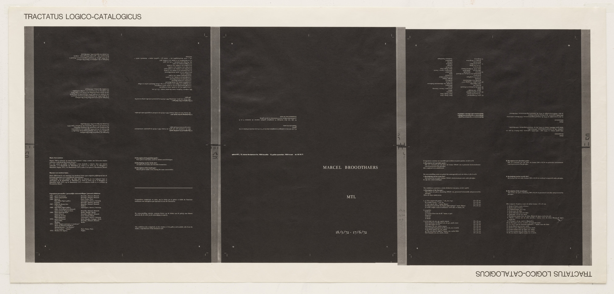 Marcel Broodthaers. Tractatus Logico-Catalogicus. 1972