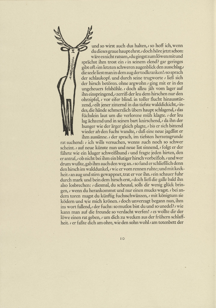 Stag (Hirsch) (in-text plate, page 10) from Tierfabeln des Aesop (Aesop's Fables), Gerhard Marcks, (1950, print executed 1949-50)