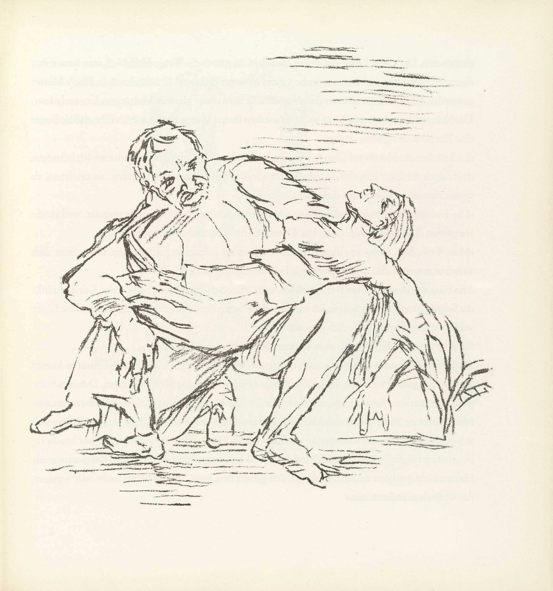 Oskar Kokoschka. Doctor Glasberg Carrying the Unconscious Ann Eliza Reed into the House (Der Arzt Glasberg trägt die bewußtlose Ann Eliza Reed ins Haus) (plate, folio 8) from Ann Eliza Reed