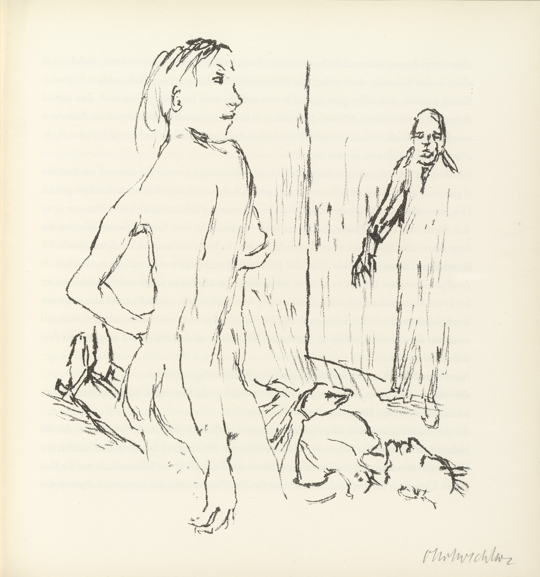 Oskar Kokoschka. Reed Sees the Naked Ann Eliza, Who Killed Doctor Glasberg, Before Him (Reed sieht die nackte Ann Eliza vor sich, die den Arzt Glasberg getötet hat) (plate, folio 16) from Ann Eliza Reed