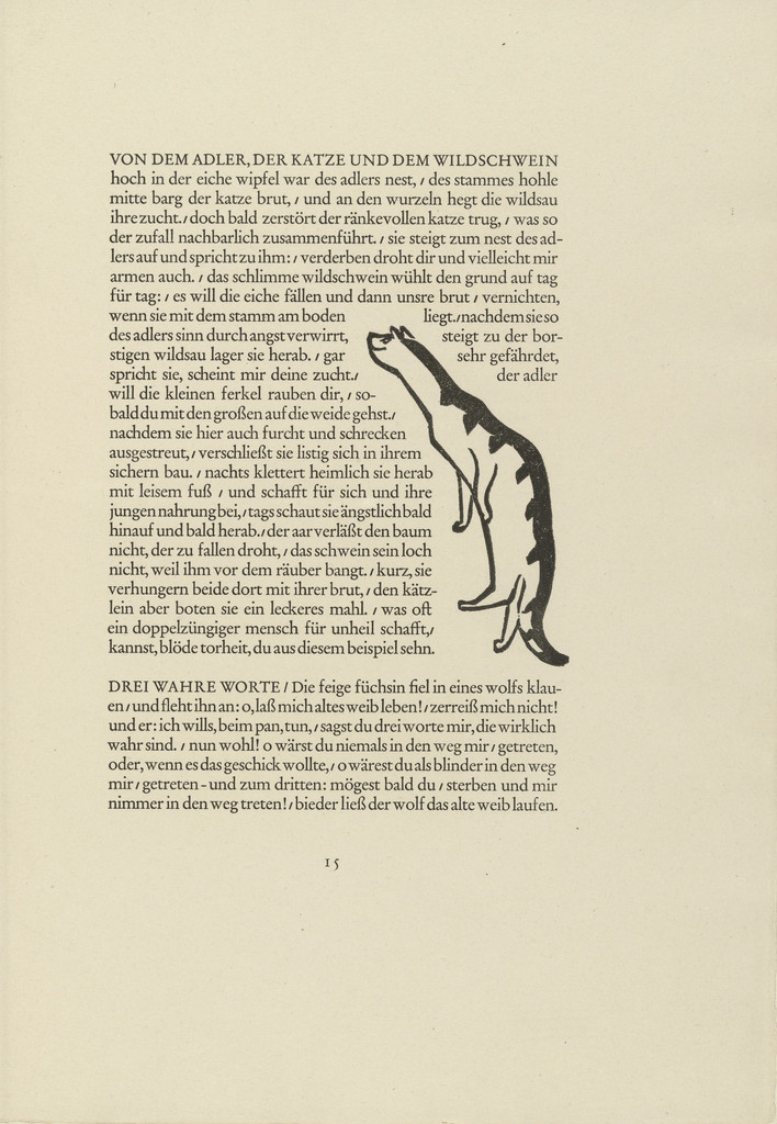 Cat (Katze) (in-text plate, page 15) from Tierfabeln des Aesop (Aesop's Fables)