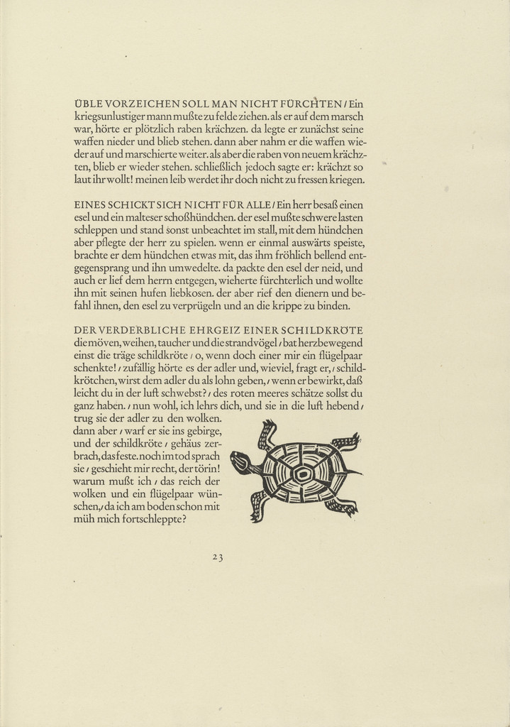 Tortoise (Schildkröte) (in-text plate, page 23) from Tierfabeln des Aesop (Aesop's Fables)
