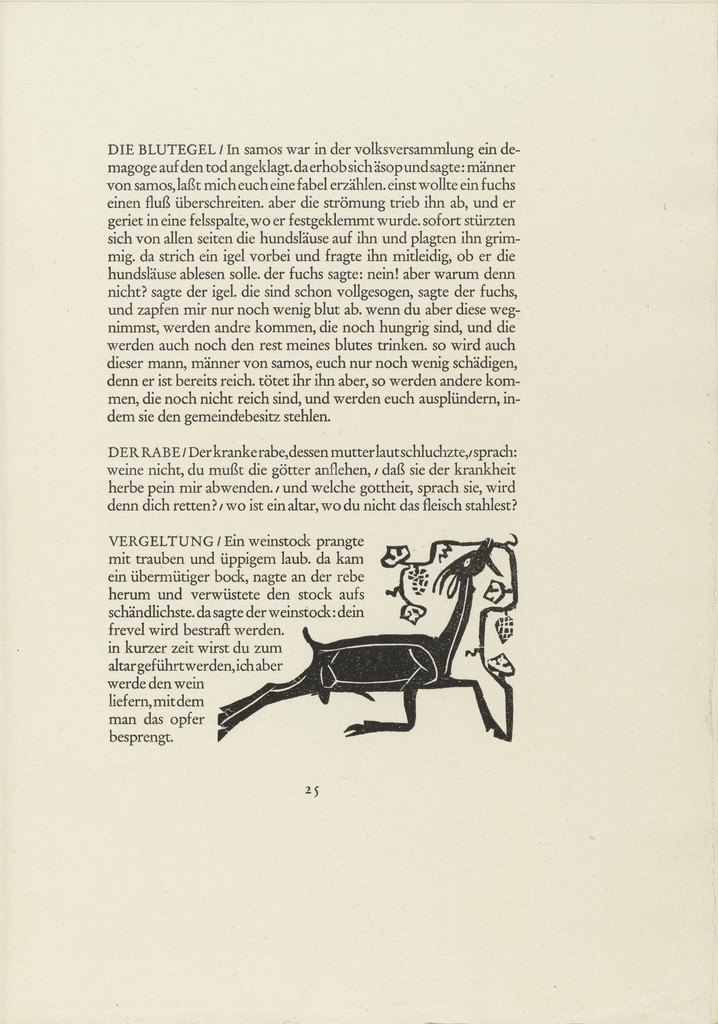 Goat at the Vine (Ziegenbock am Rebstock) (in-text plate, page 25) from Tierfabeln des Aesop (Aesop's Fables)
