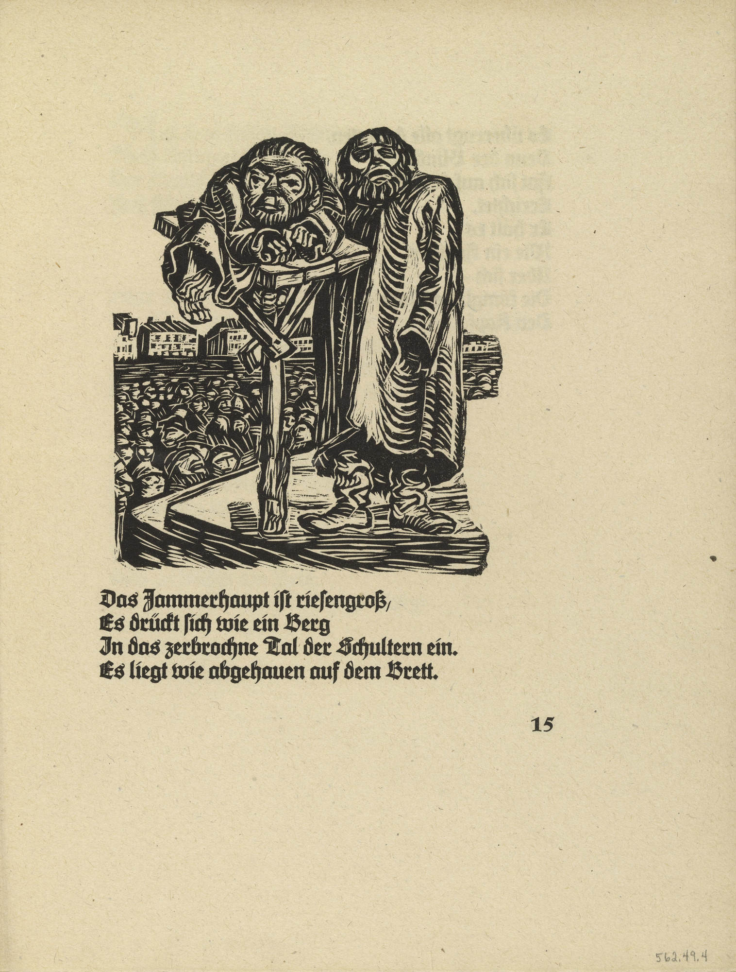 Ernst Barlach. Beggar's Majesty (Bettlermajestät) (in-text plate, page 15) from Der Kopf (The Head)