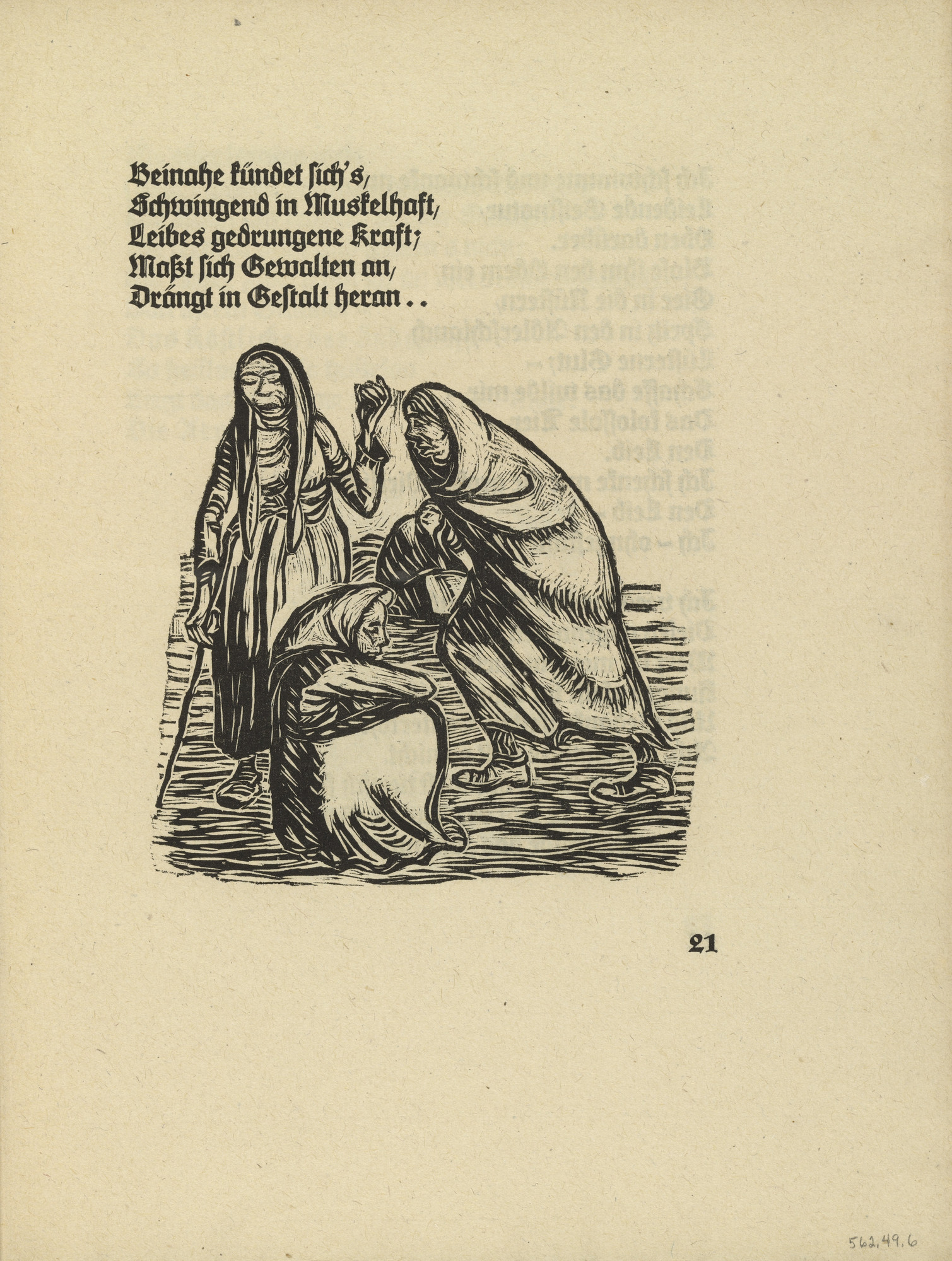 Ernst Barlach. The Outcasts (Die Verstoßenen) (in-text plate, page 21) from Der Kopf (The Head)