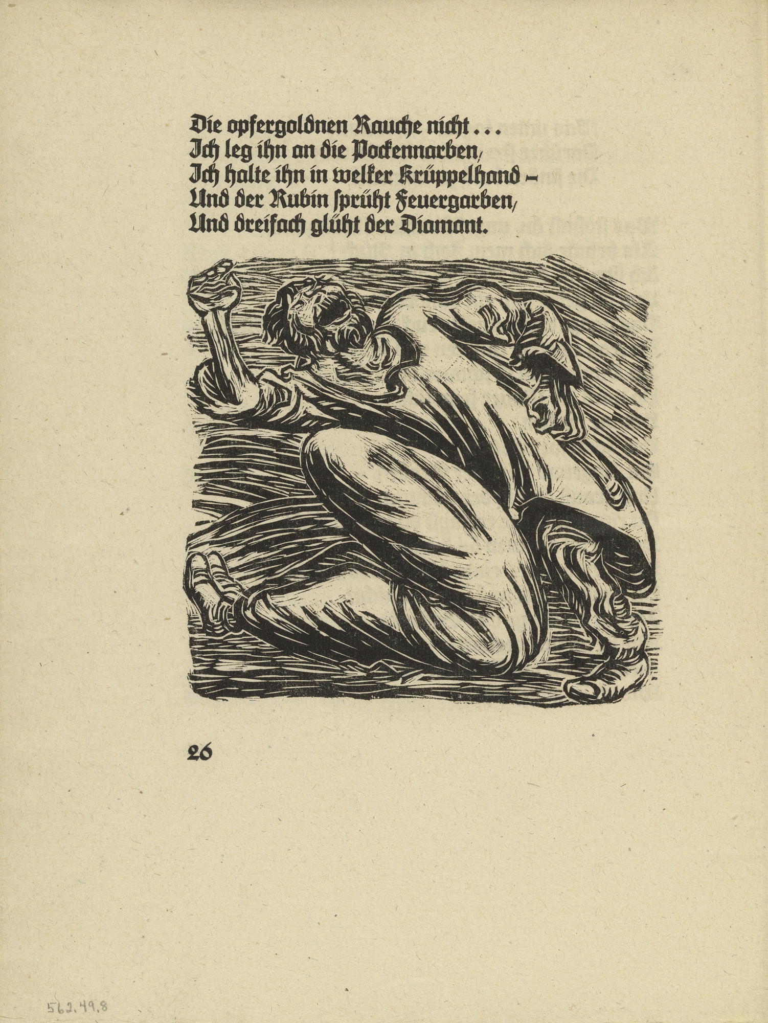 Ernst Barlach. Despair and Rebellion (Verweiflung und Empörung) (in-text plate, page 26) from Der Kopf (The Head)