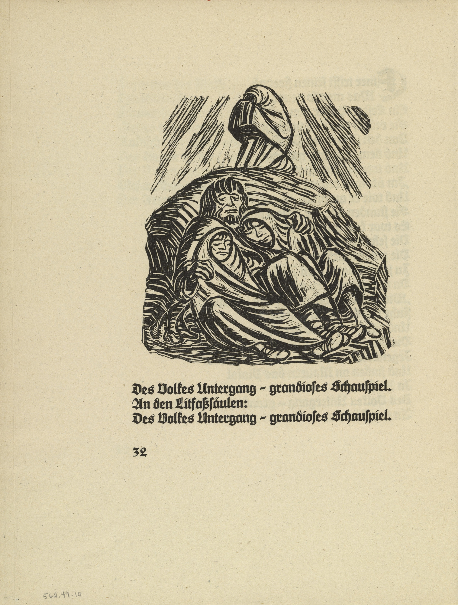 Ernst Barlach. Downfall (Untergang) (in-text plate, page 32) from Der Kopf (The Head)