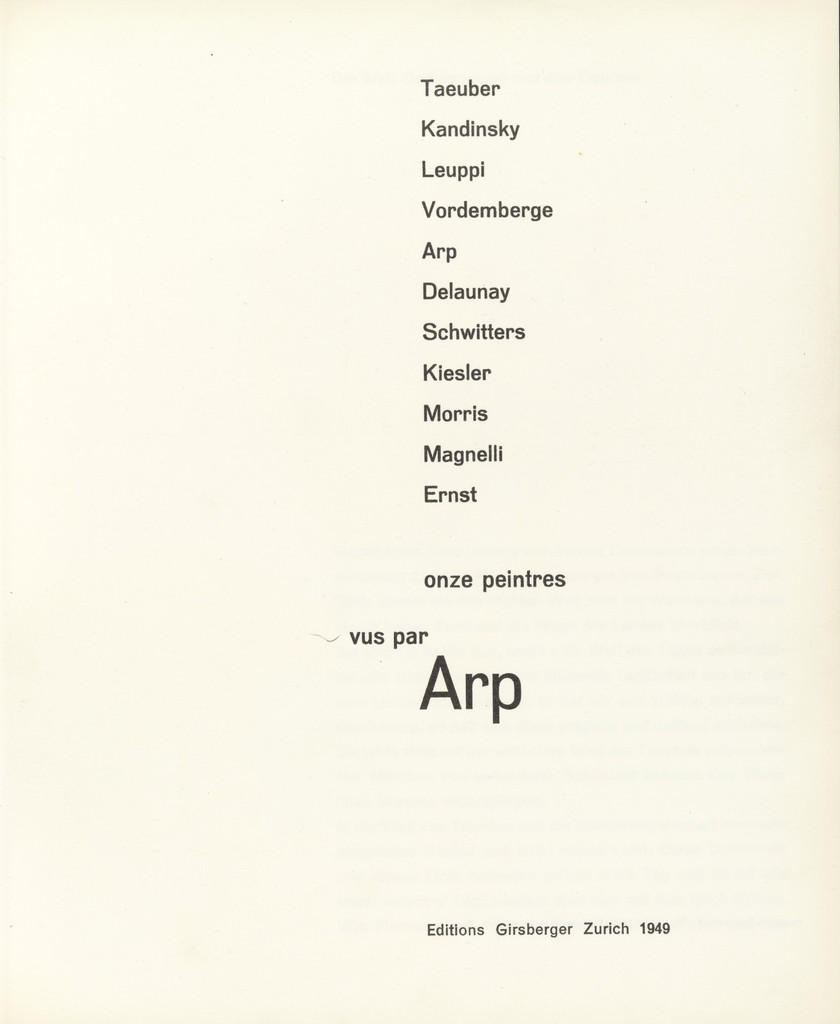 Onze Peintres (Eleven Painters): Taeuber, Kandinsky, Leuppi, Vordemberge, Arp, Delaunay, Schwitters, Kiesler, Morris, Magnelli, Ernst