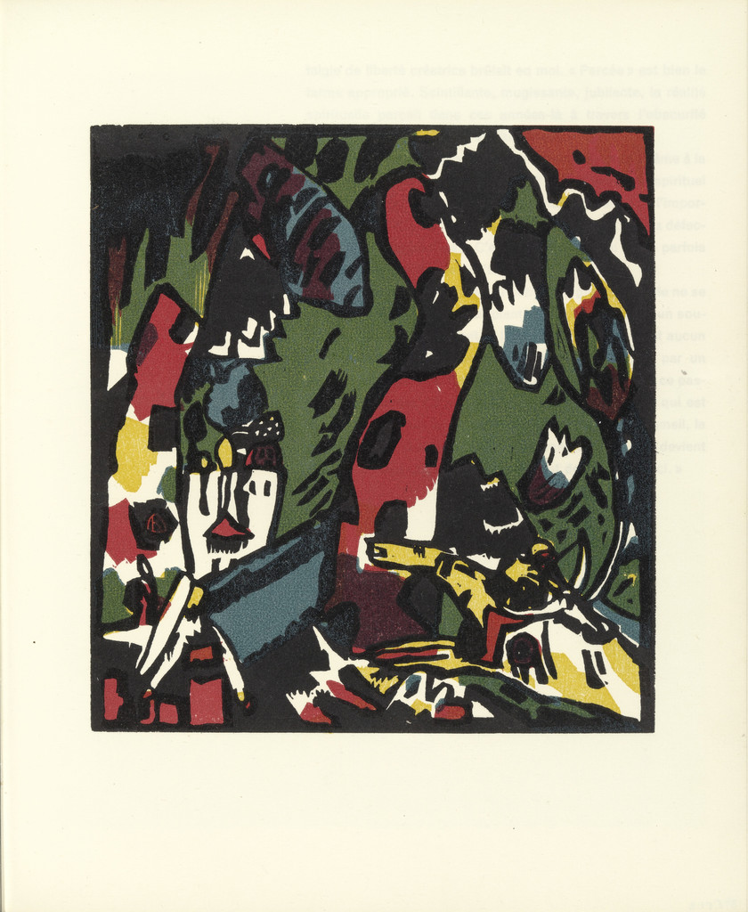 The Archer (Bogenschütze) (plate facing page 14) from Onze Peintres (Eleven Painters): Taeuber, Kandinsky, Leuppi, Vordemberge, Arp, Delaunay, Schwitters, Kiesler, Morris, Magnelli, Ernst