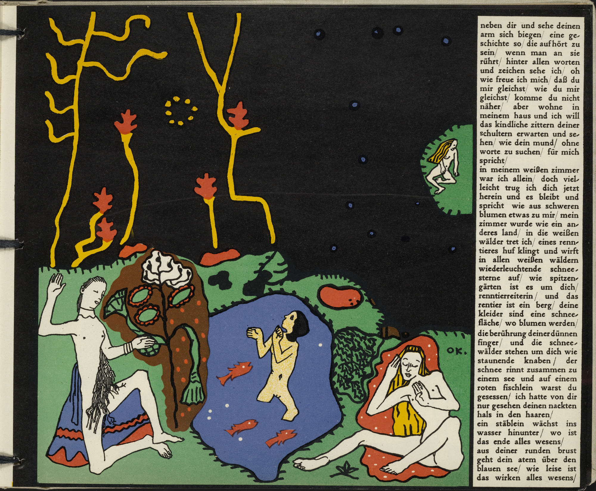 Oskar Kokoschka. The Awakening (in-text plate, folio 9) from Die träumenden Knaben (The Dreaming Boys)