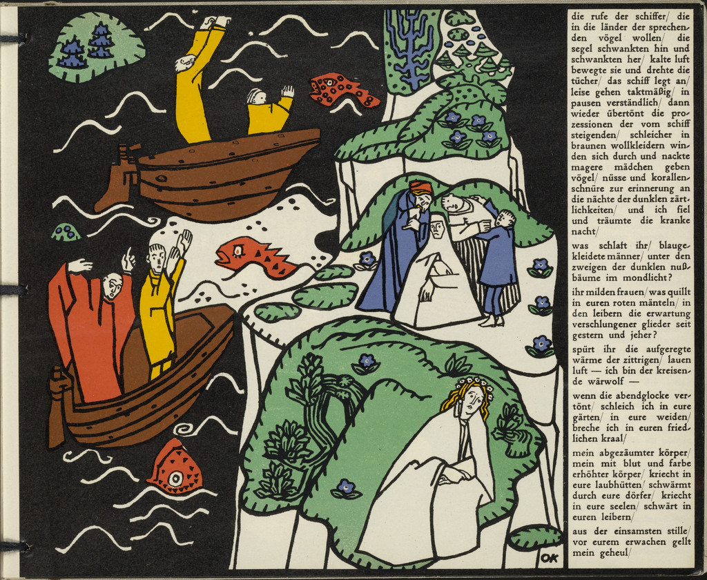 The Sailors Are Calling (Die Schiffer rufen)(in-text plate, folio 5) from Die träumenden Knaben (The Dreaming Boys), Oskar Kokoschka, 1917 (executed 1907-08)