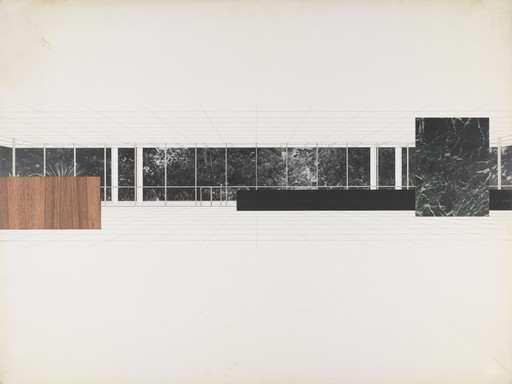 Ludwig Mies van der Rohe. Ron Bacardi y Compania, S.A., Administration Building project, Santiago, Cuba (Interior perspective). c. 1957