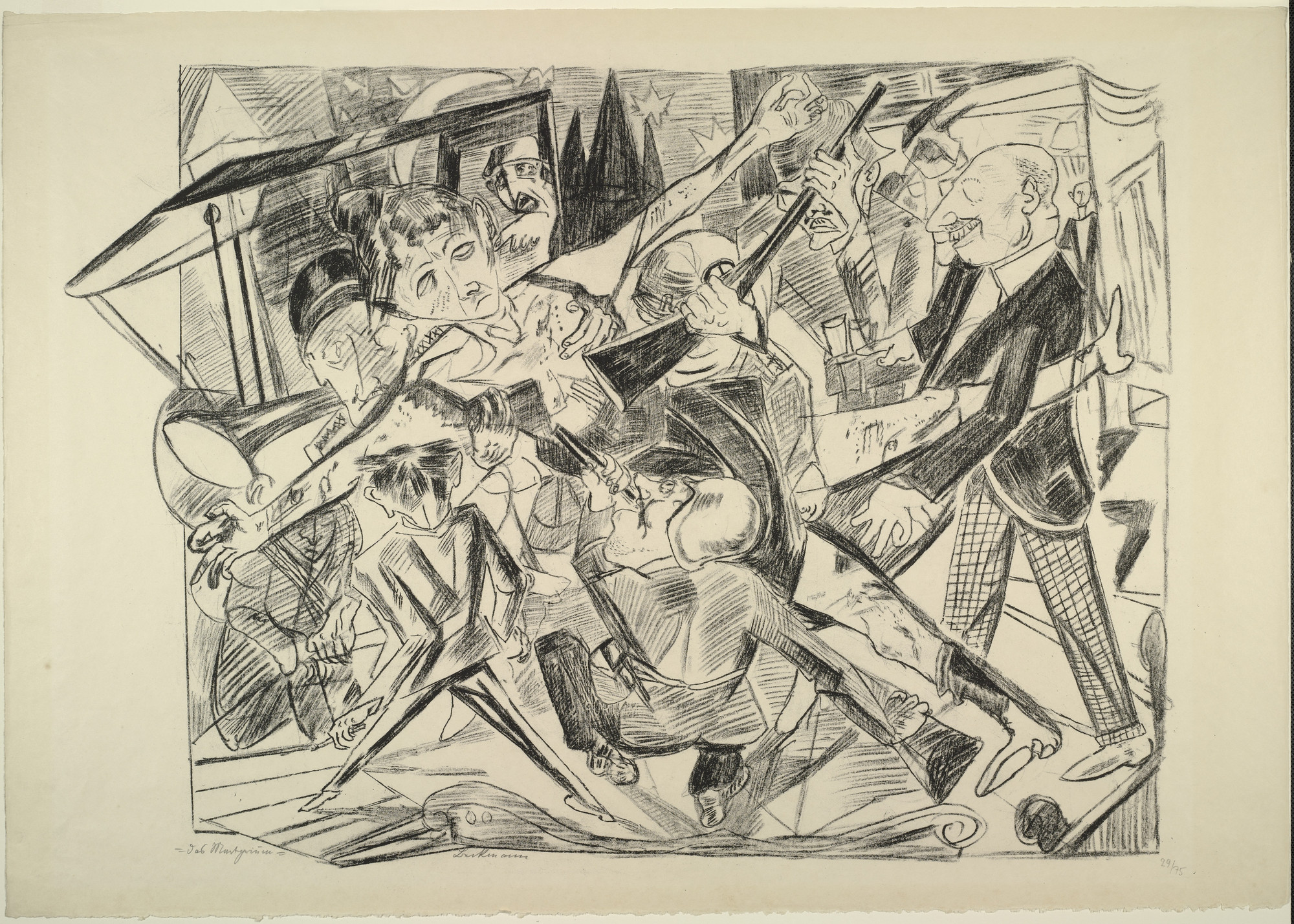 Max Beckmann. The Martyrdom (plate 4) [Das Martyrium (Blatt 4)] from Hell (Die Hölle). 1919
