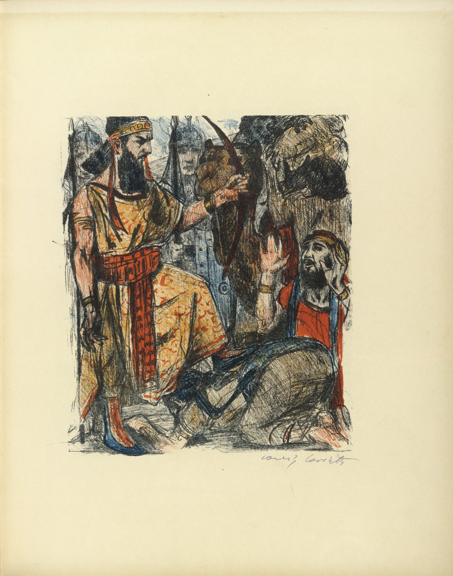 Lovis Corinth. Achior before Holofernes (plate, folio 8) from Das Buch Judith (The Book of Judith)