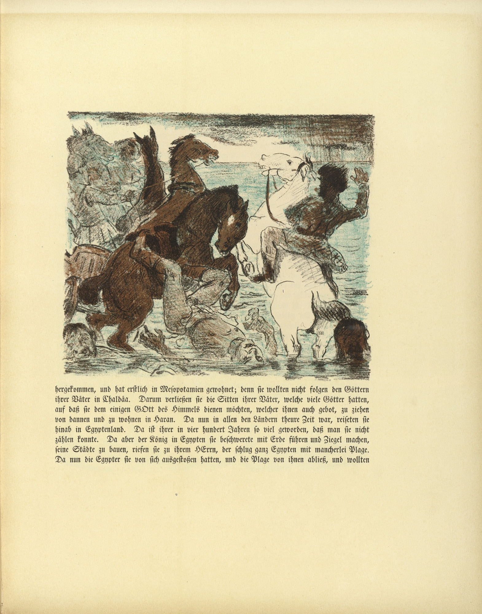 Lovis Corinth. The Egyptians Drown in the Sea (plate, folio 10) from Das Buch Judith (The Book of Judith)
