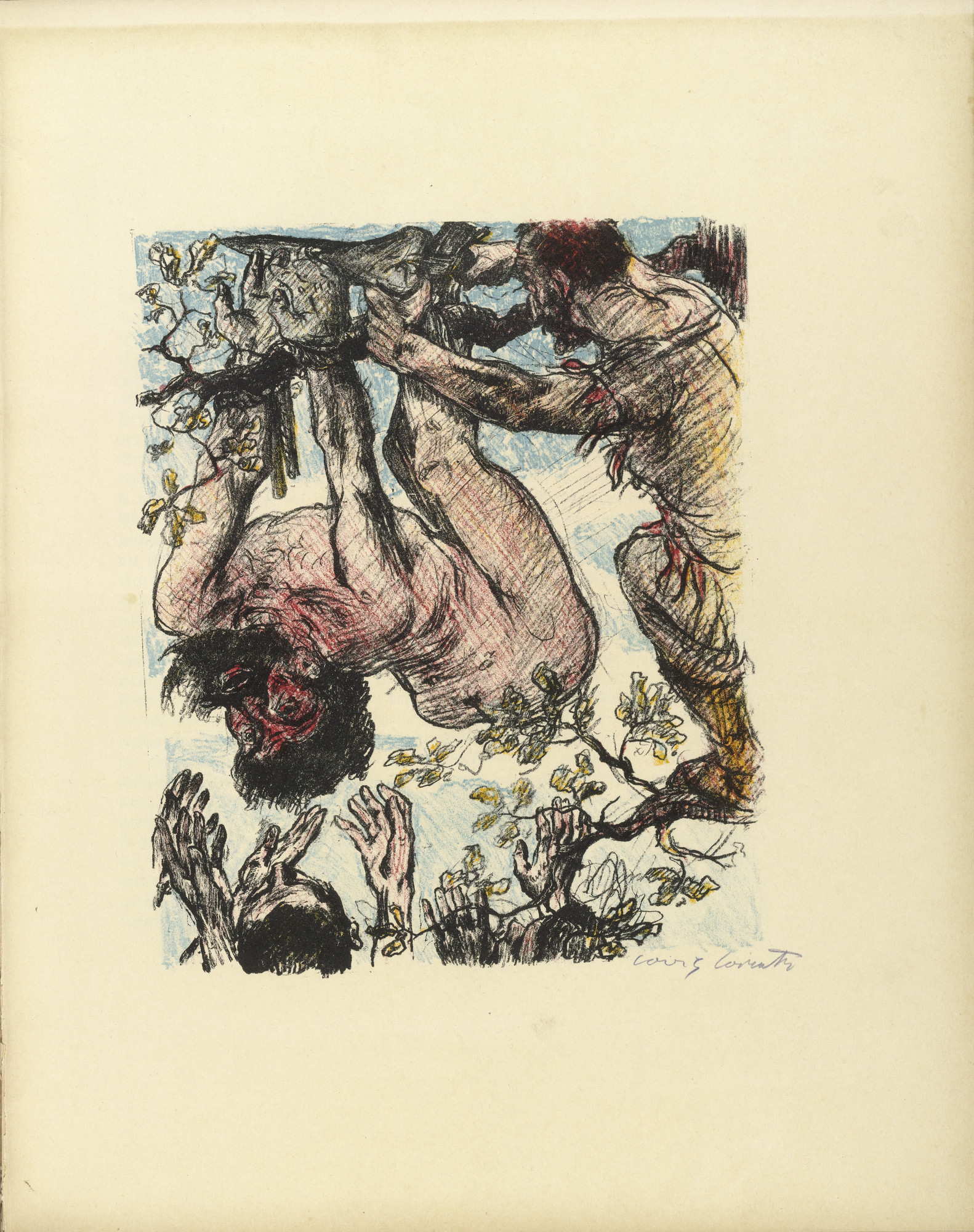 Lovis Corinth. Achior Hanged from a Tree (plate, folio 14) from Das Buch Judith (The Book of Judith)