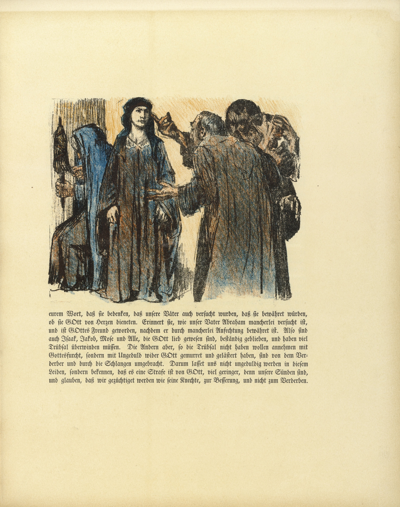Lovis Corinth. Chambri and Charmi Visiting Judith (Chambri und Charmi bei Judith) (in-text plate, folio 17) from Das Buch Judith (The Book of Judith)