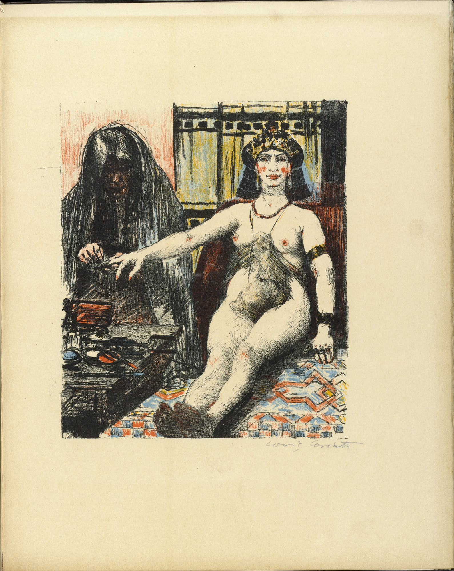 Lovis Corinth. Judith Being Dressed by Her Maid (plate, folio 19) from Das Buch Judith (The Book of Judith)