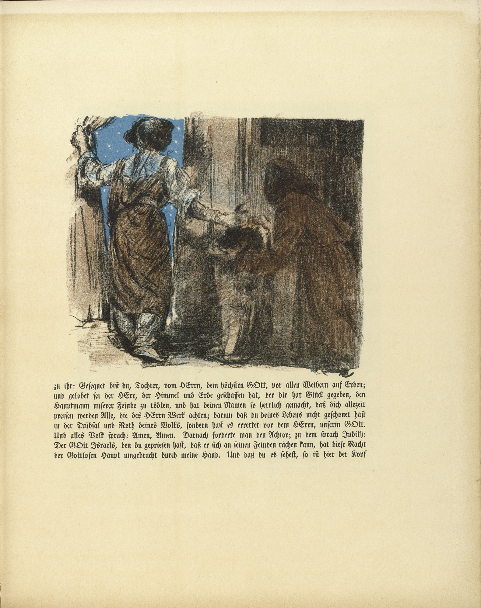 Lovis Corinth. Judith Leaves the Tent (in-text plate, folio 26) from Das Buch Judith (The Book of Judith)