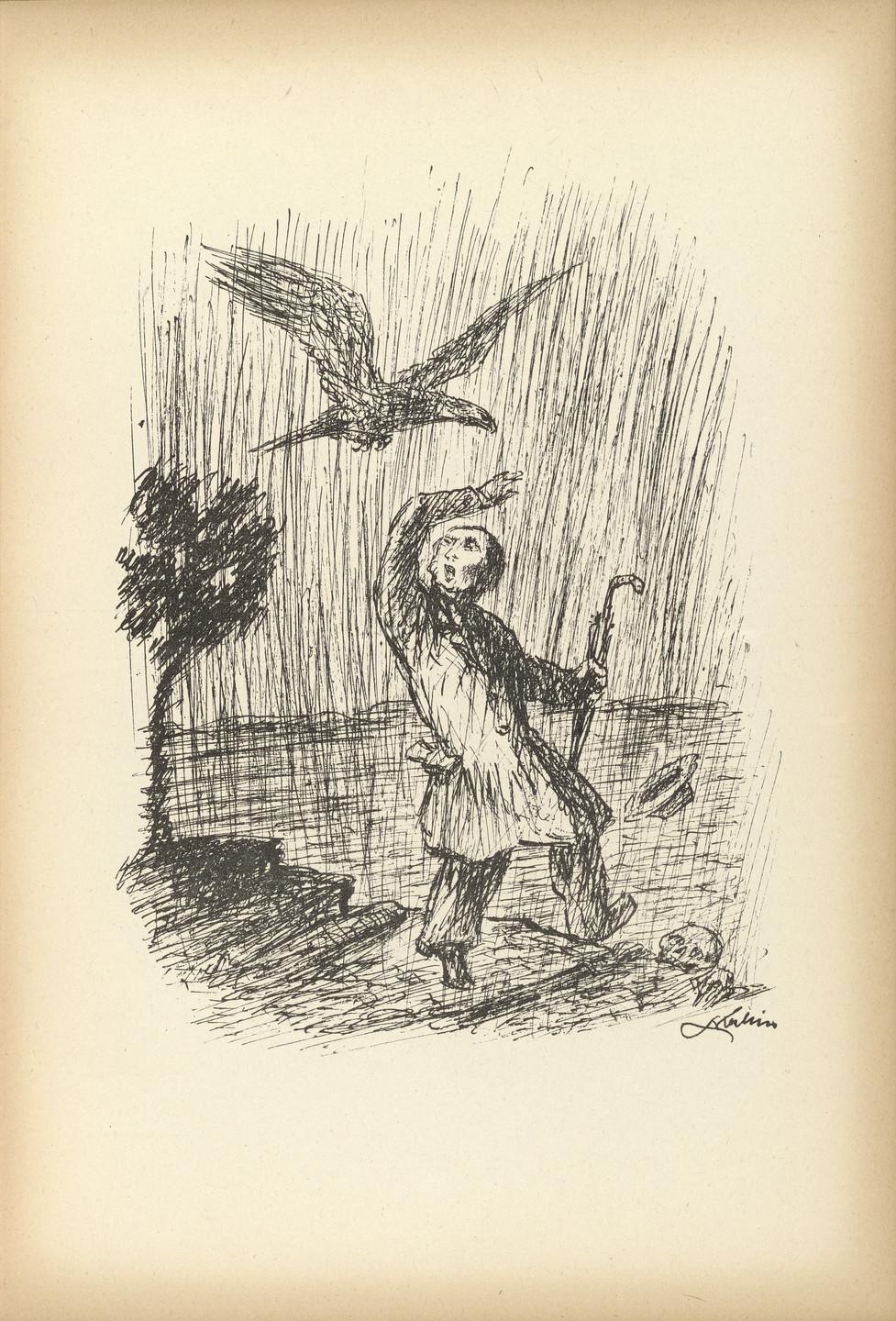 Alfred Kubin. Forbitten Path (Verbotener Weg) from Ein neuer Totentanz (A New Dance of Death). 1947 (reproduced drawing executed 1938)