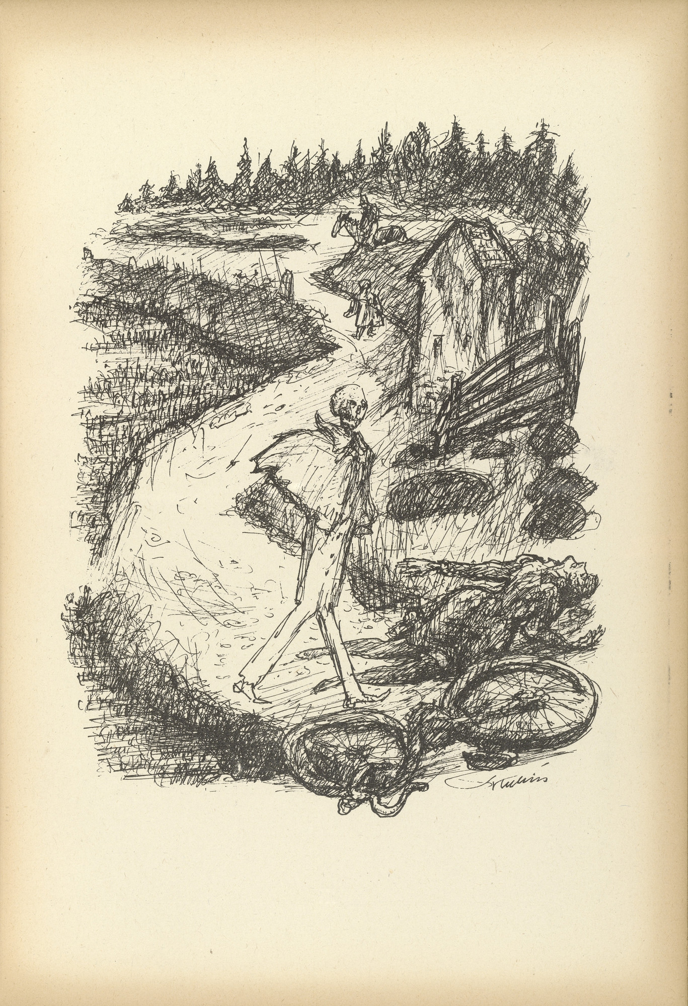 Alfred Kubin. Unfall (Accident) from Ein neuer Totentanz (A New Dance of Death)