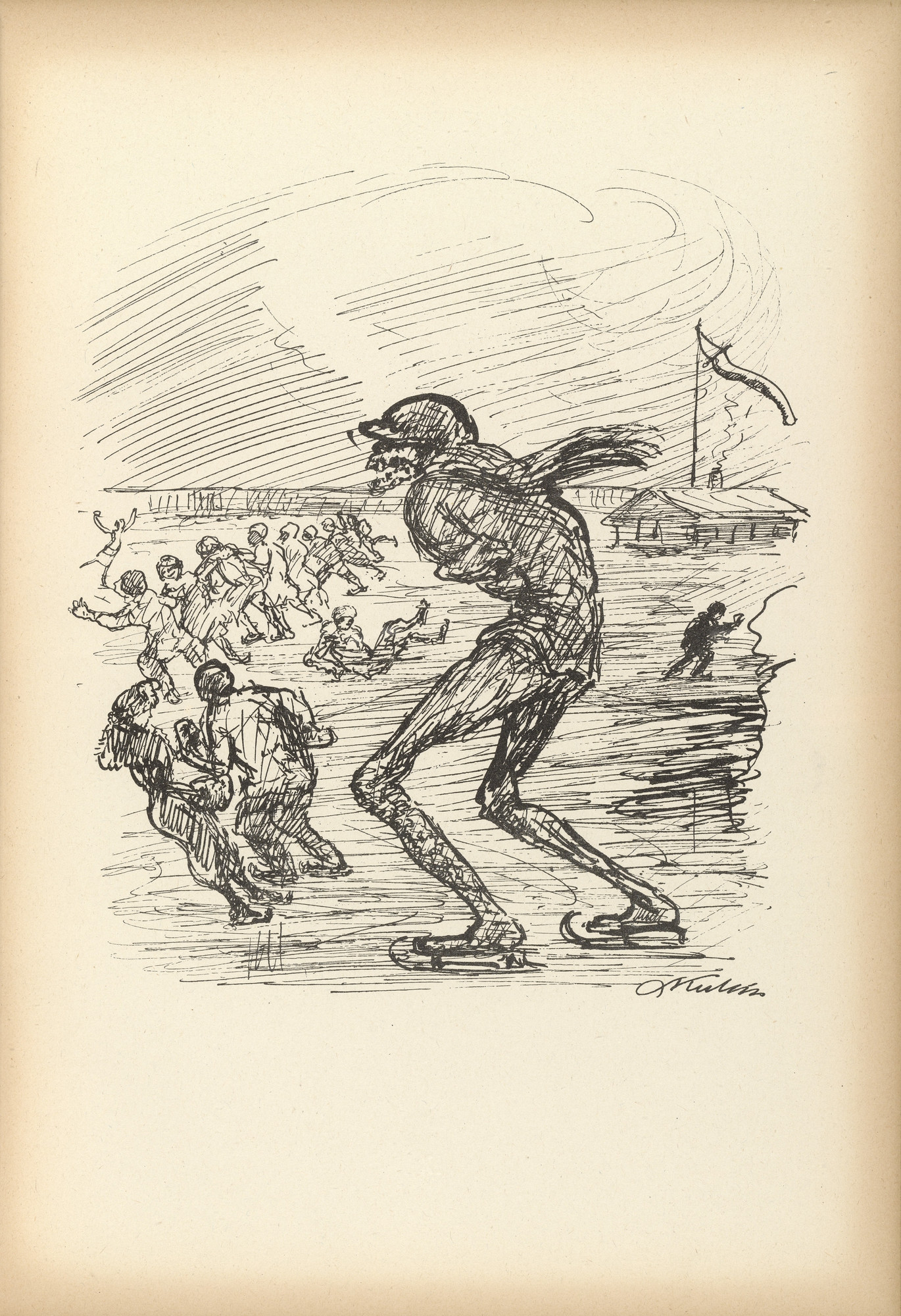 Alfred Kubin. Ice Skating Rink (Eislaufplatz) from Ein neuer Totentanz (A New Dance of Death)