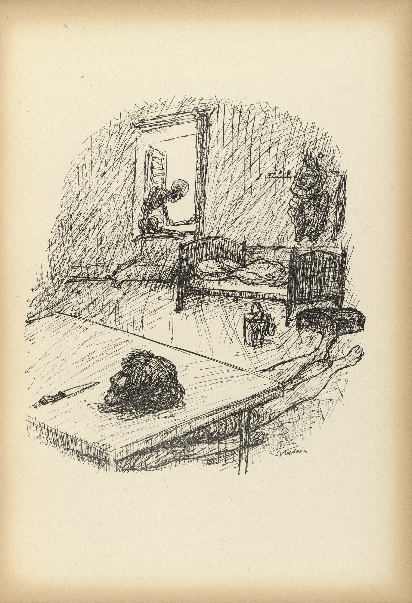 Alfred Kubin. Blue Beard's Room (Blaubarts Zimmer) from Ein neuer Totentanz (A New Dance of Death)