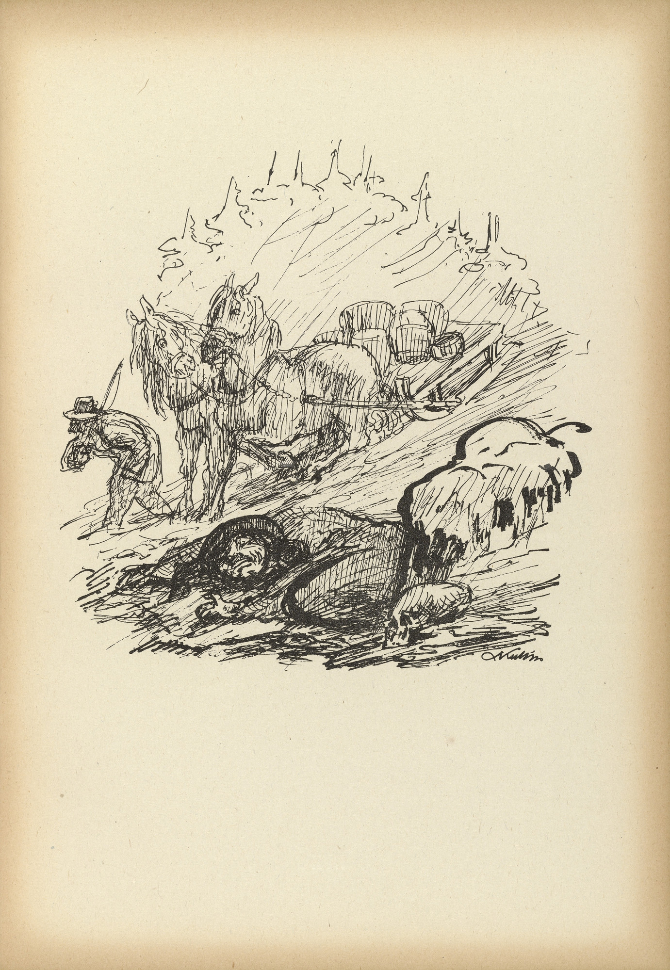 Alfred Kubin. Frozen to Death (Die Erfrorene) from Ein neuer Totentanz (A New Dance of Death)