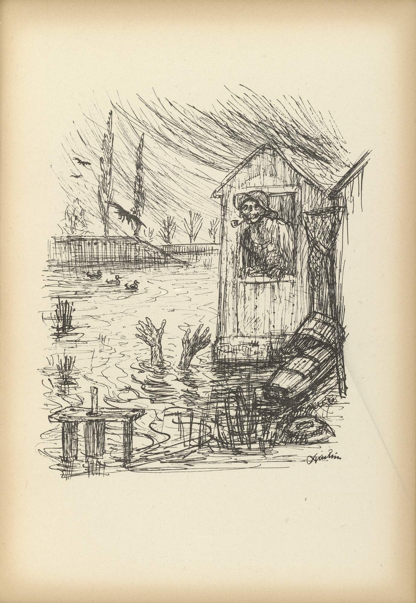 Alfred Kubin. At the Fishing Pond (Am Fischteich) from Ein neuer Totentanz (A New Dance of Death)