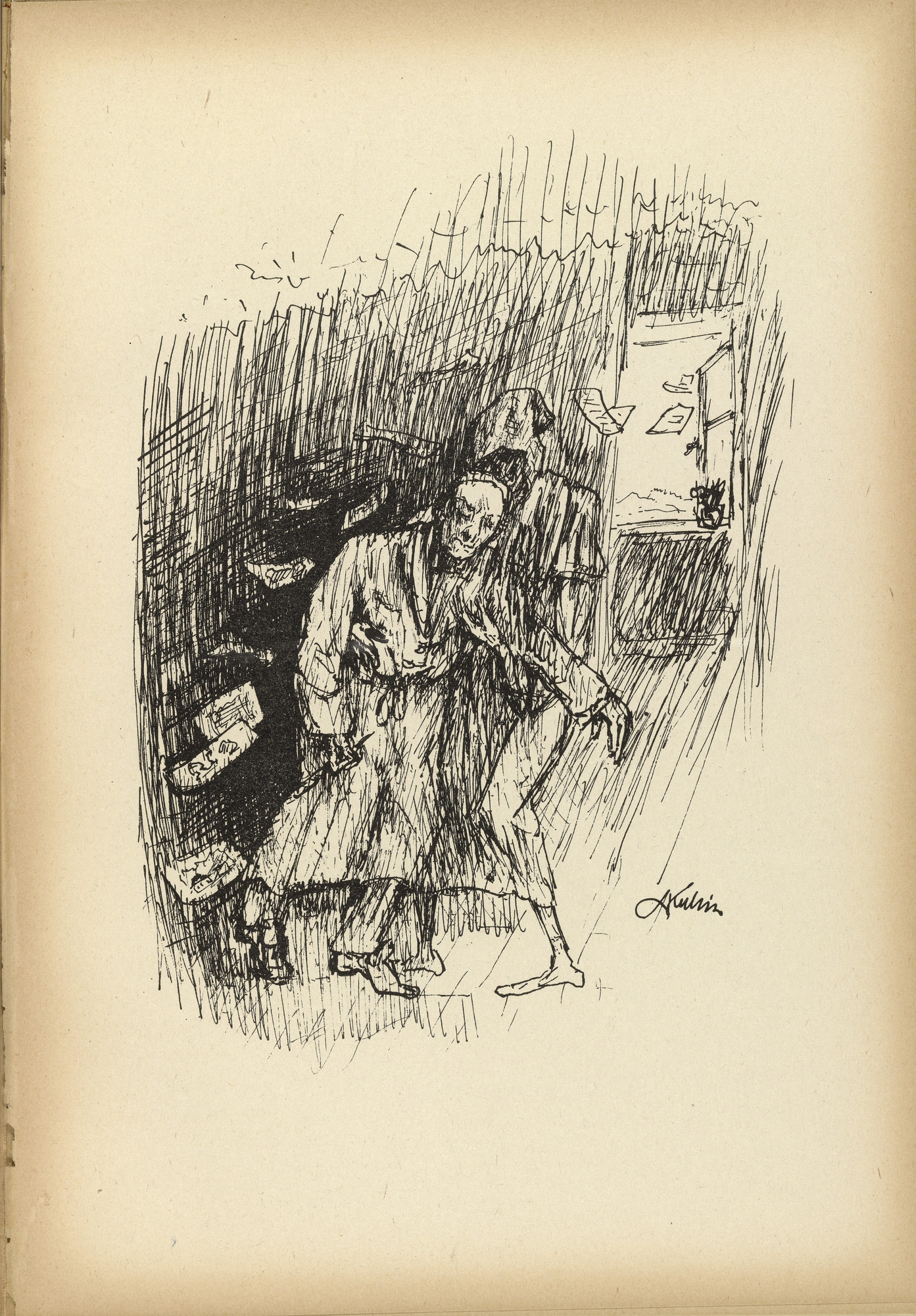 Alfred Kubin. Death Coming for the Draftsman (Der Tod holt den Zeichner) from Ein neuer Totentanz (A New Dance of Death)