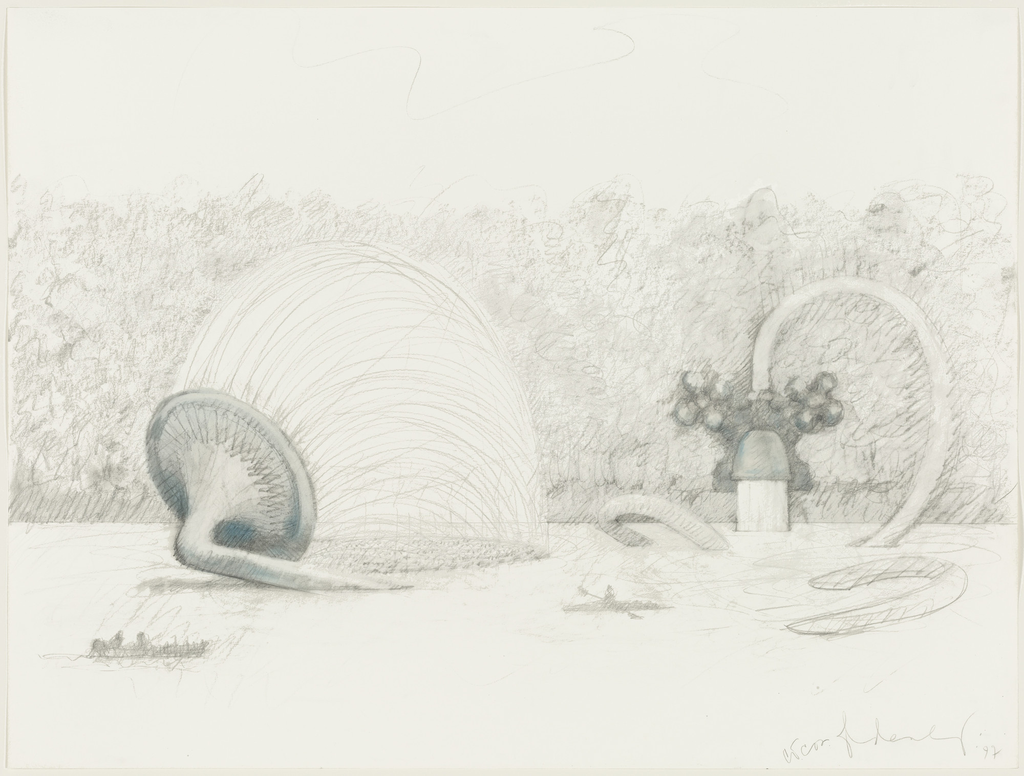 Claes Oldenburg, Coosje van Bruggen. Proposal for a Sculpture in the Form of a Faucet and Shower Hose for Stockholm Harbor