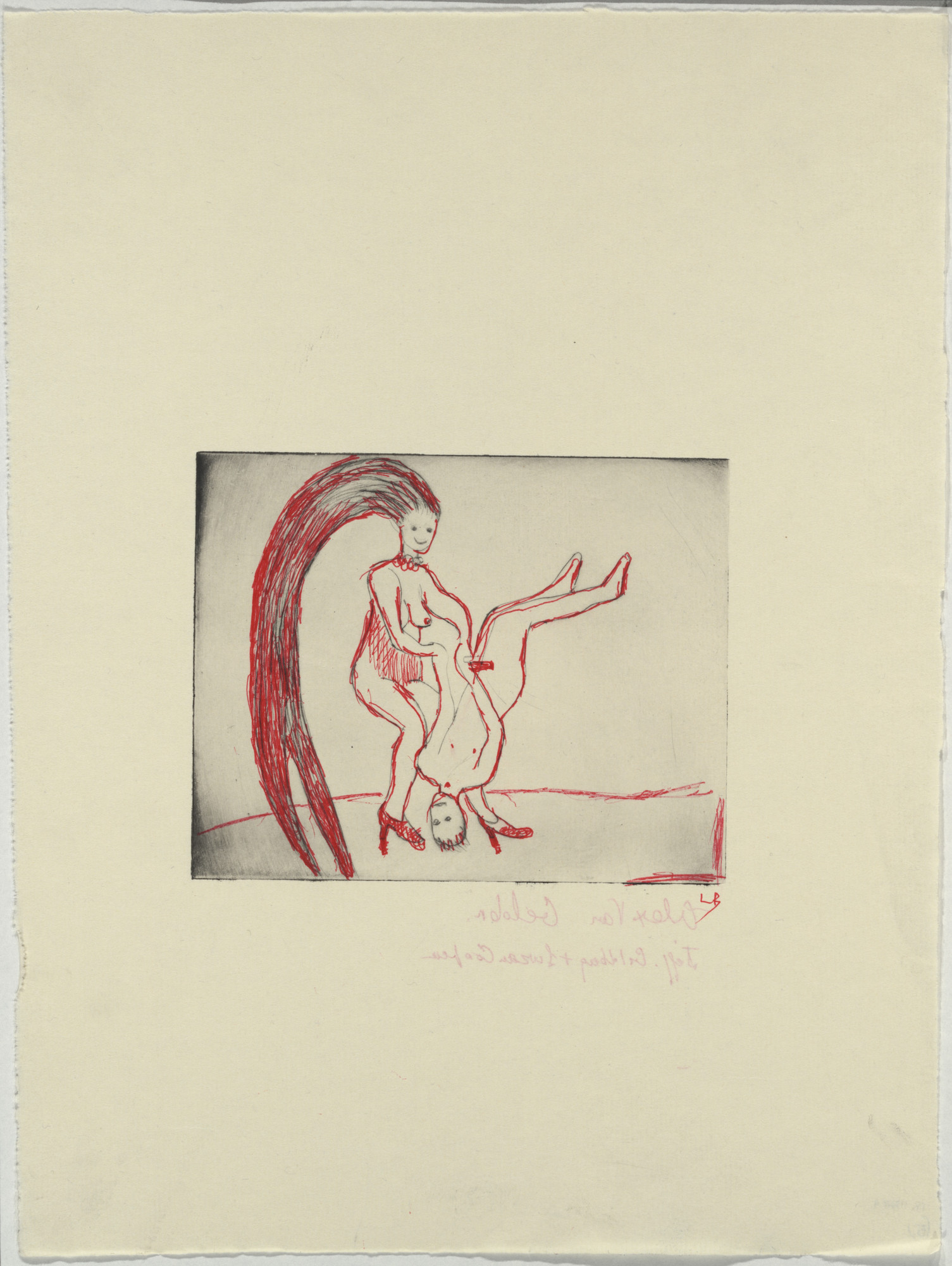 Louise Bourgeois. Untitled, plate 3 of 5, state V of X, from the illustrated book, The Laws of Nature
