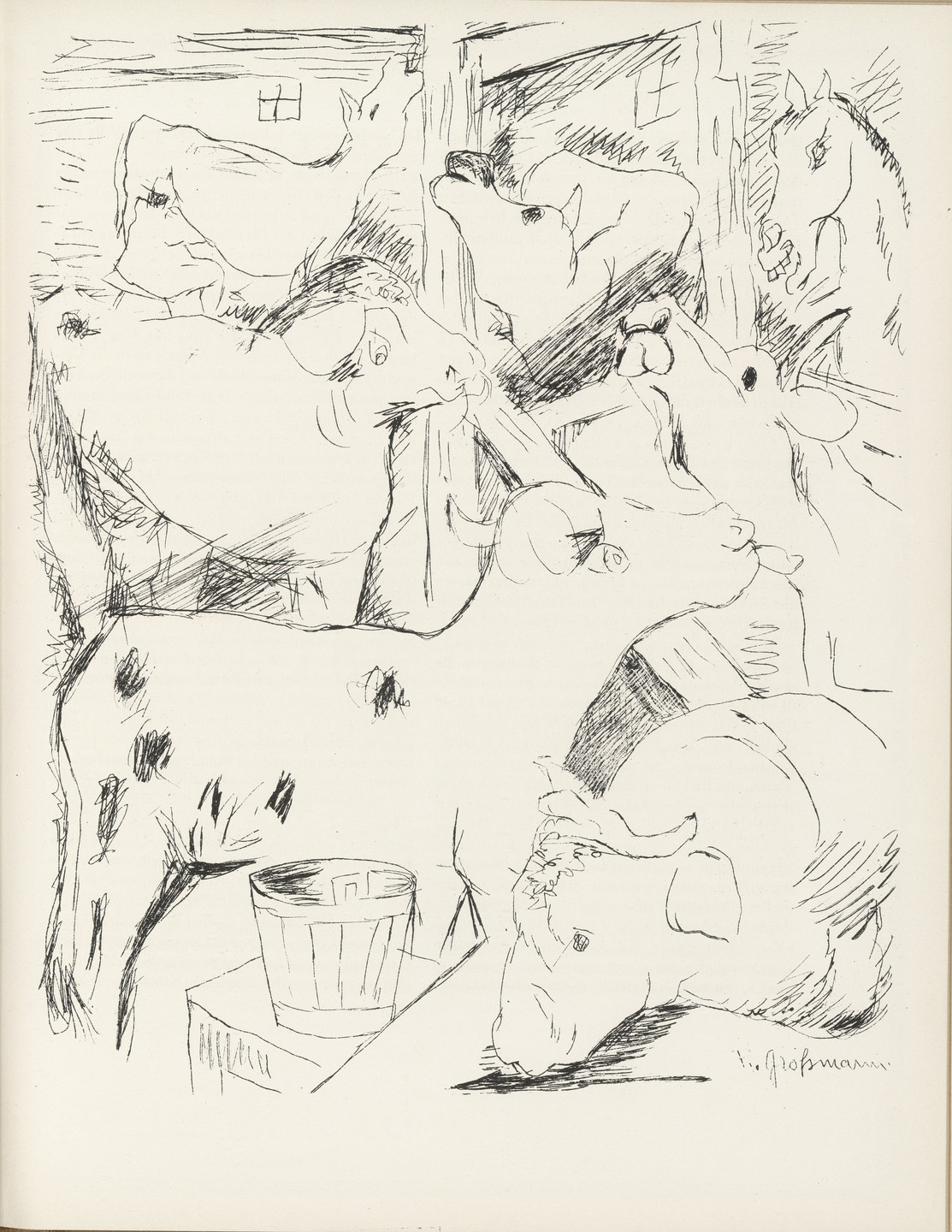 Rudolf Grossmann. Ox Stable (Ochsenstall) (plate, page 63) from the periodical Münchner Blätter für Dichtung und Graphik, vol. 1, no. 4 (April 1919). 1919
