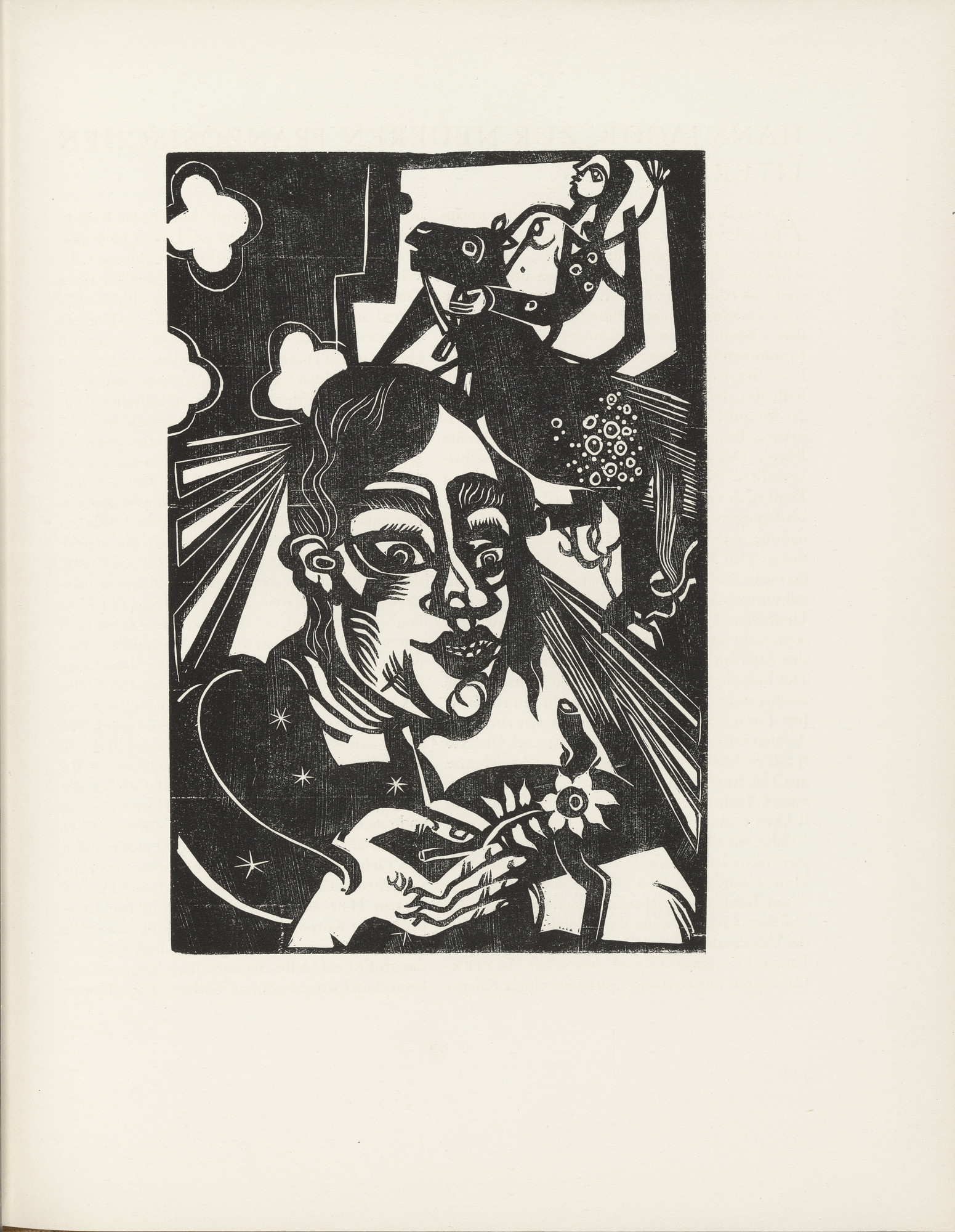 Heinrich Campendonk. Woman with Flower (plate, page 79) from the periodical Münchner Blätter für Dichtung und Graphik, vol. 1, no. 5 (May 1919)