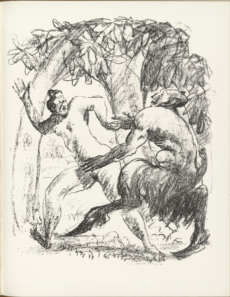 Faun and Nymph (Faun und Nymphe) (plate, page 95) from the periodical Münchner Blätter für Dichtung und Graphik, vol. 1, no. 6 (June 1919)