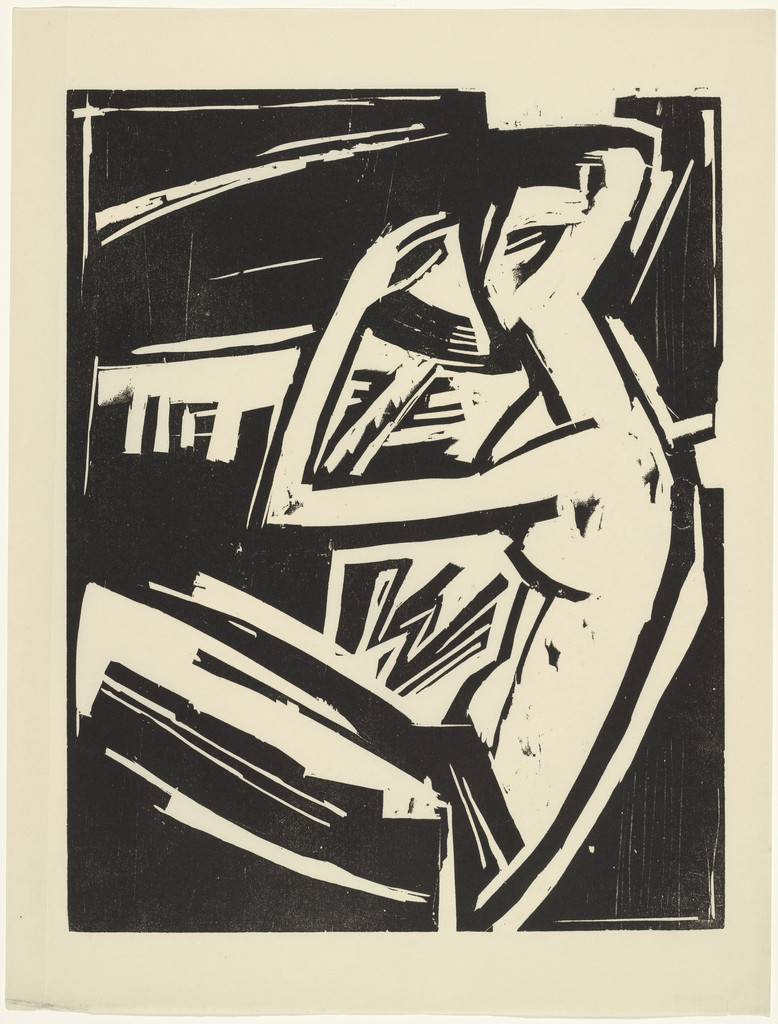 Nude Combing Her Hair (Nackte Frau sich kämmend) from the periodical Kündung , vol. 1, no. 1 (January 1921)