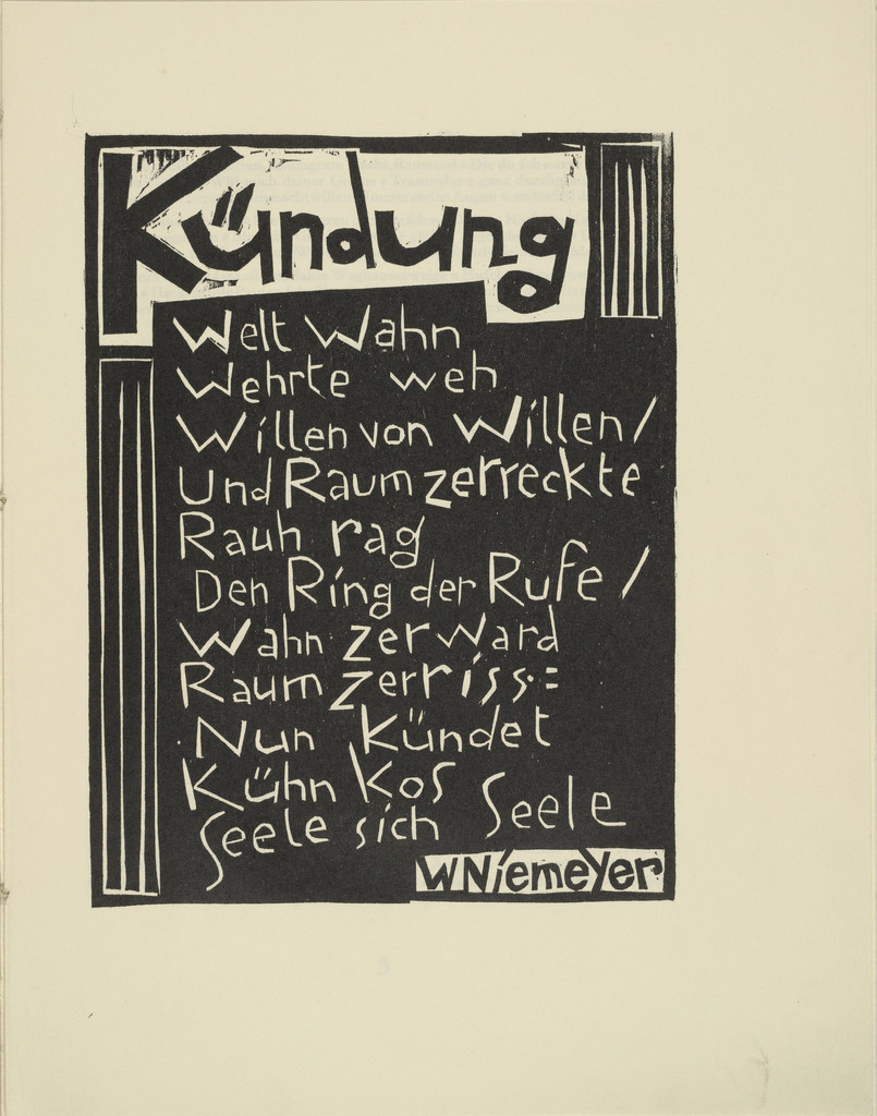 Proclamation (Kündung) from the periodical Kündung, vol. 1, no. 1 (January 1921)