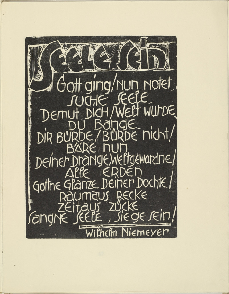 Having Soul (Seele sein) from the periodical Kündung, vol. 1, no. 4, 5, 6 (April, May, June 1921)