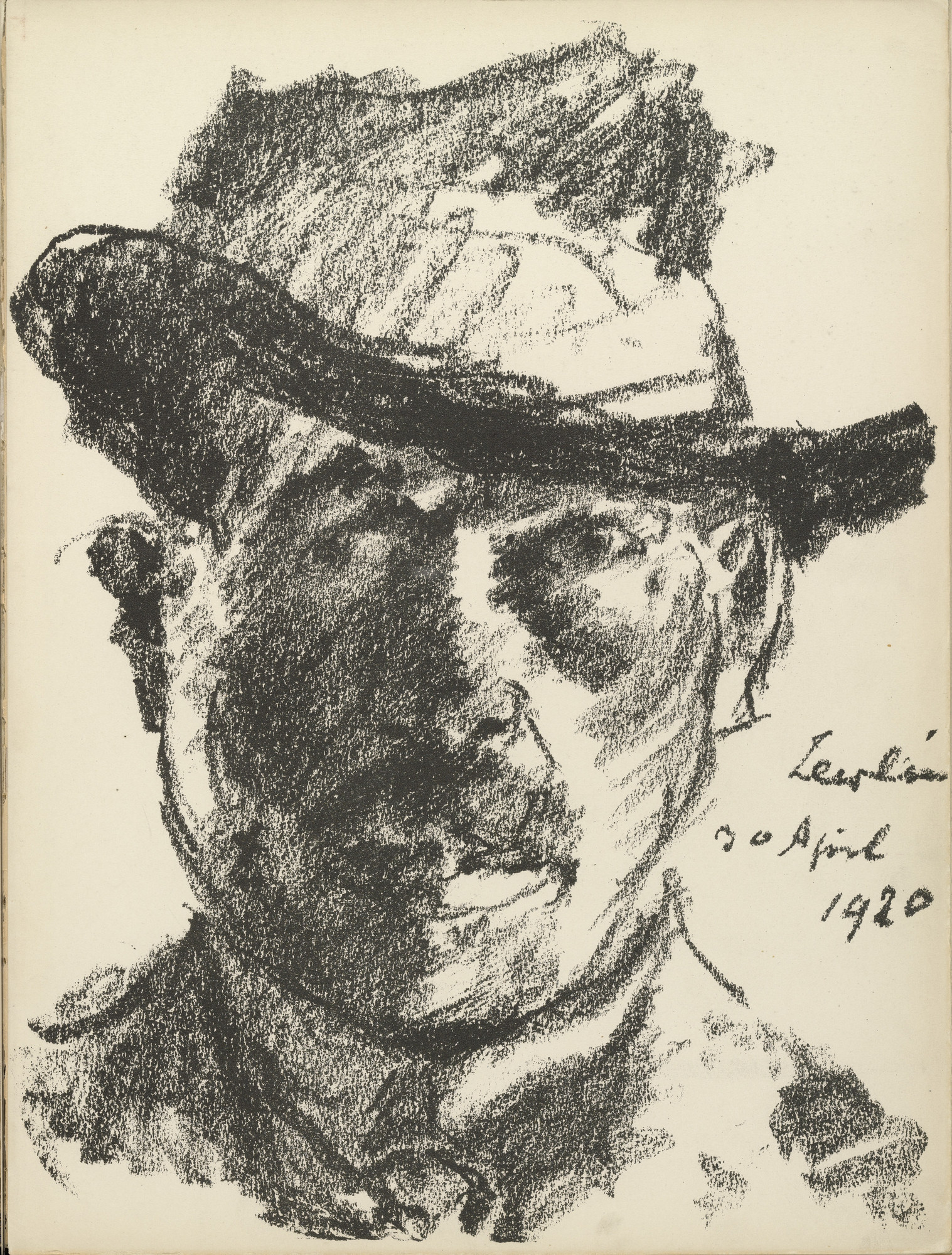 Lovis Corinth. Self-Portrait (plate 1) from the illustrated book Deutsche Graphiker der Gegenwart (German Printmakers of Our Time)