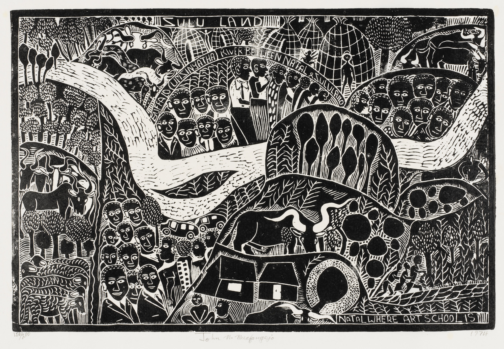 John Muafangejo. Natal Where Art School Is. 1974