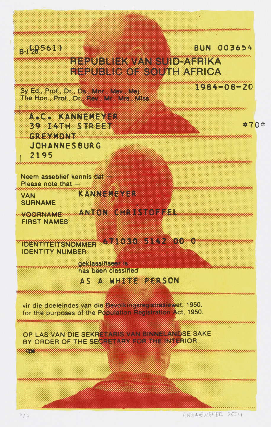 Anton Kannemeyer. A White Person. 2004