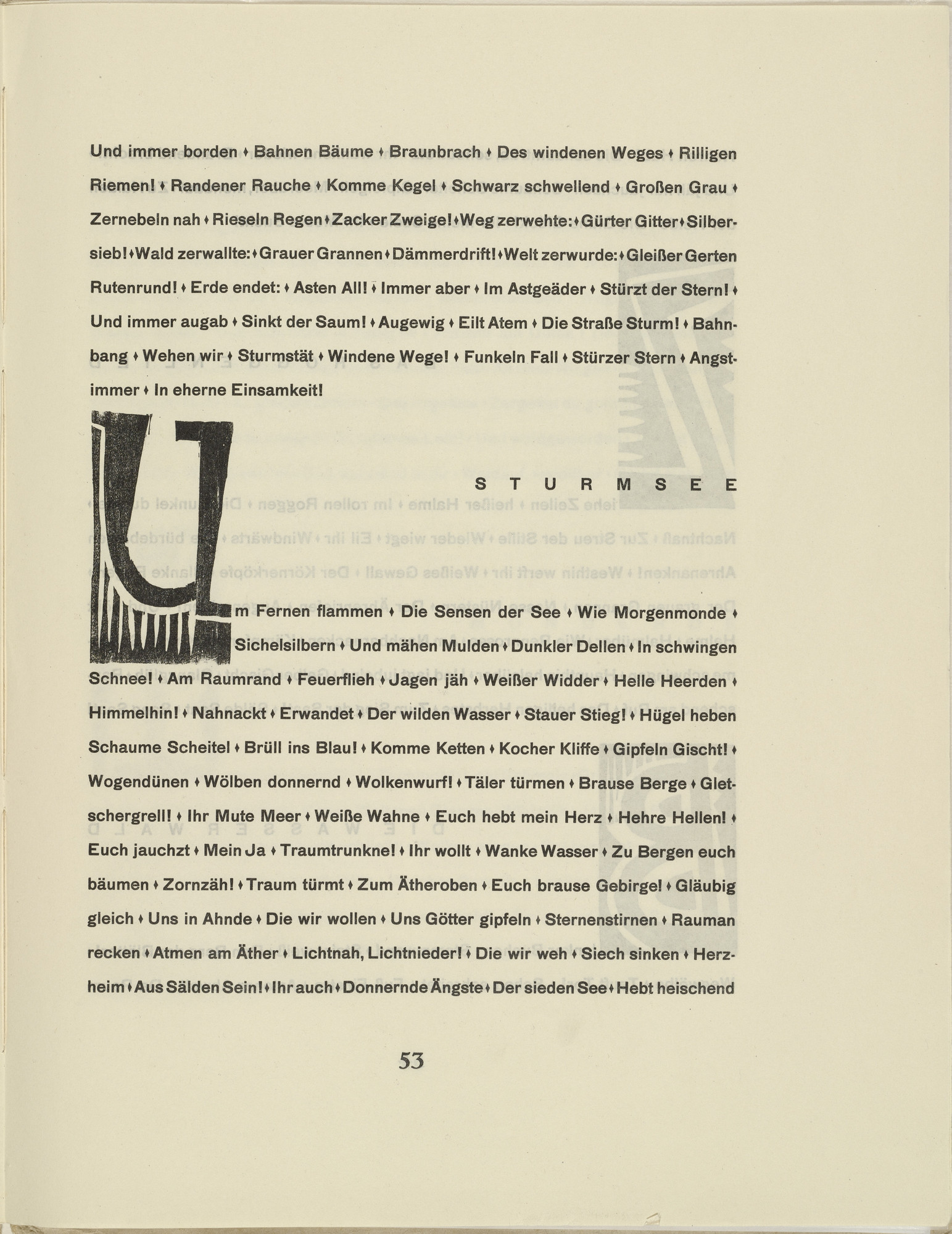 Karl Schmidt-Rottluff. Ornamental initial 'U' from the periodical Kündung, vol. 1, no. 4, 5, 6 (April, May, June 1921)