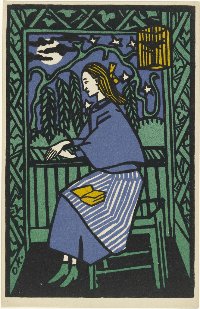 Girl at Window (Mädchen am Fenster) (postcard)
