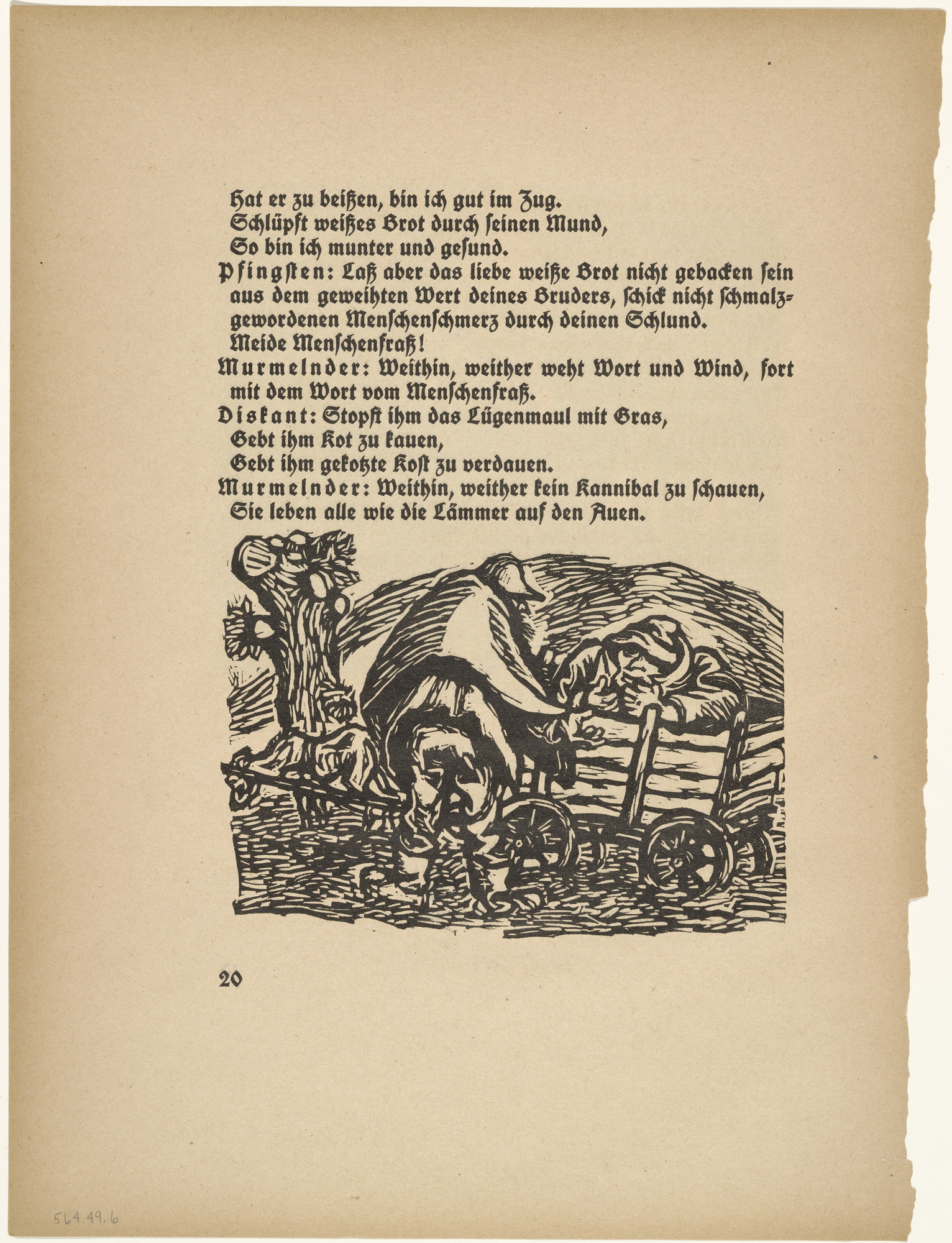 Ernst Barlach. The Dogcart (Der Hundekarren) (in-text plate, page 16) from Der Findling (The Foundling)