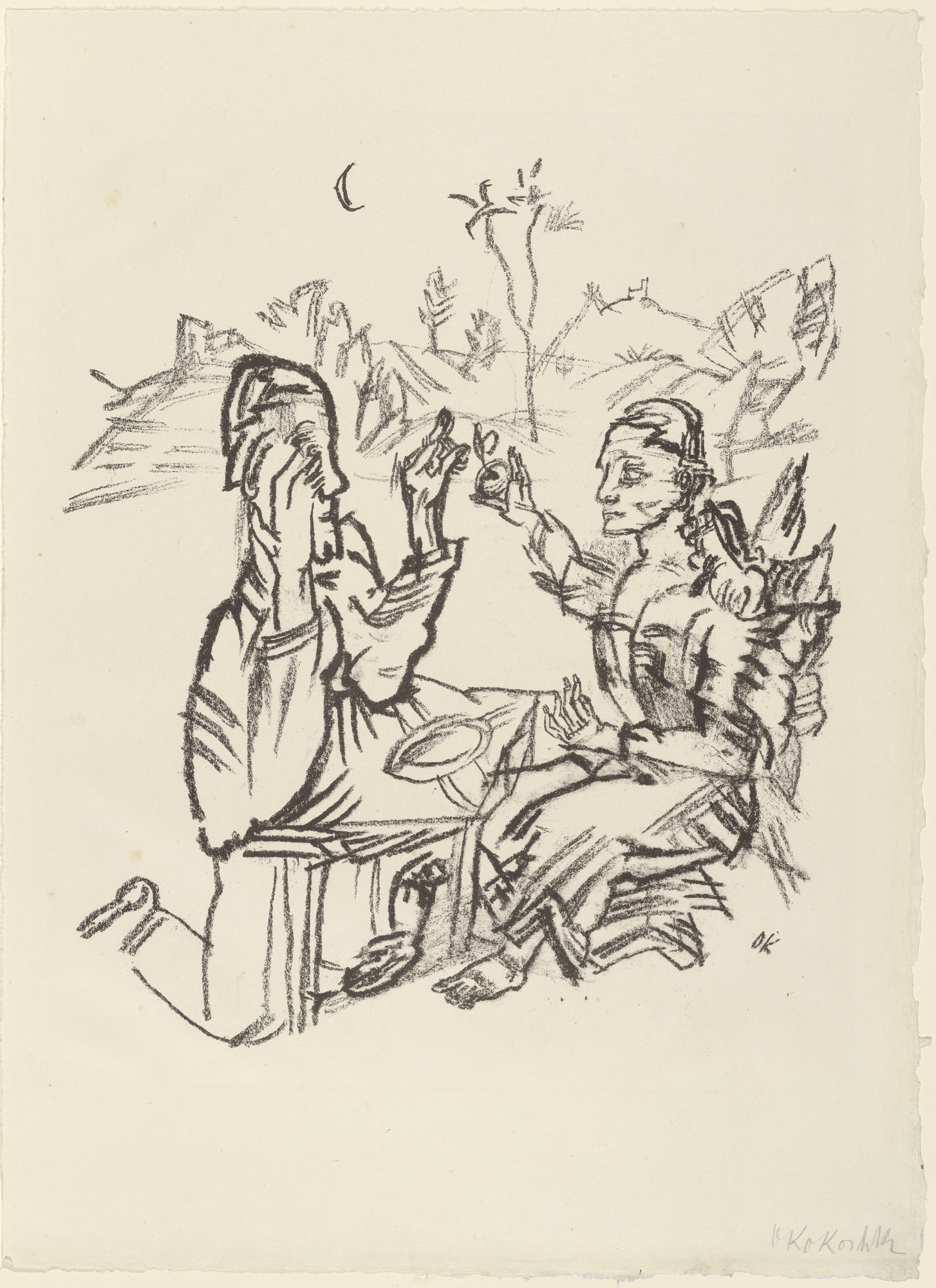 Oskar Kokoschka. The Apple of Eve (Der Apfel der Eva) (plate 6) from The Bound Columbus (Der gefesselte Columbus)