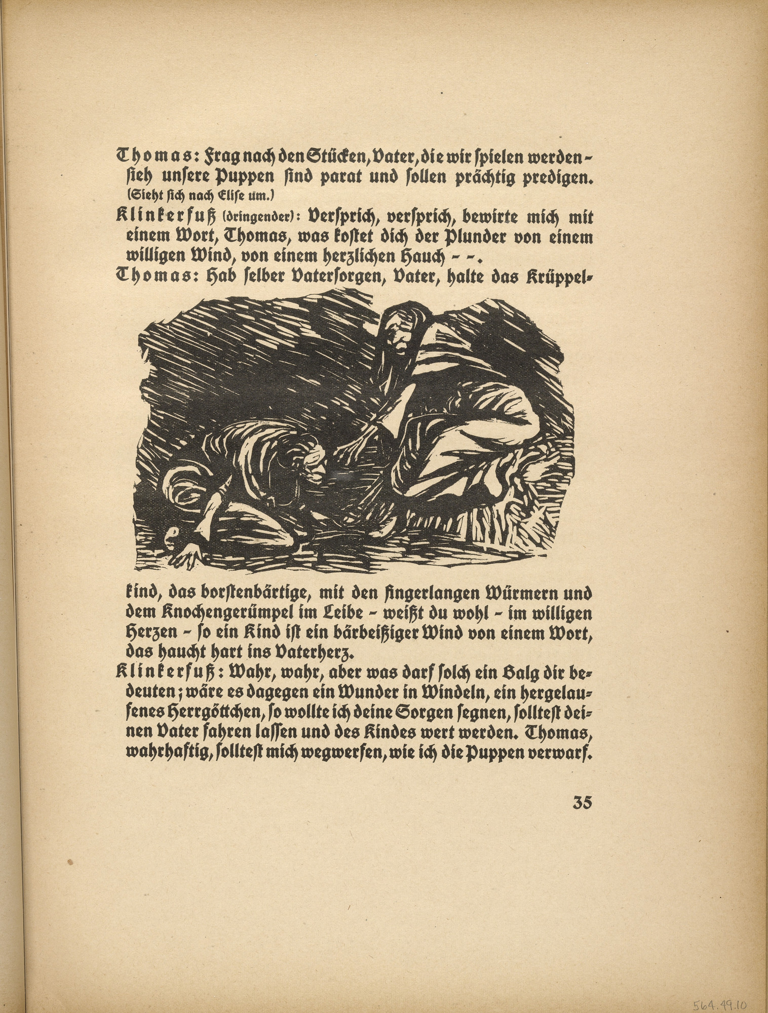 Ernst Barlach. Elise, kneeling before her Mother (Elise, kniend vor der Mutter) (in-text plate, page 35) from Der Findling (The Foundling)