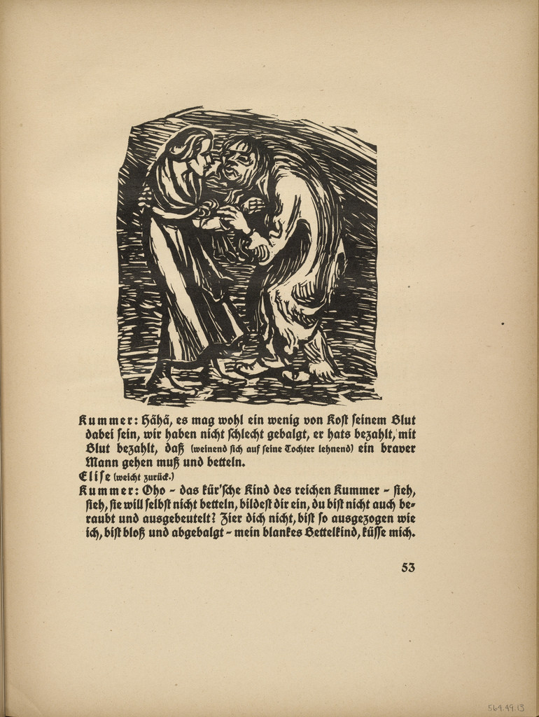 An Honest Man Must Go and Beg: Sorrow and Elise (Ein braver Mann muß gehn und betteln: Kummer und Elise) (in-text plate, page 53) from Der Findling (The Foundling)